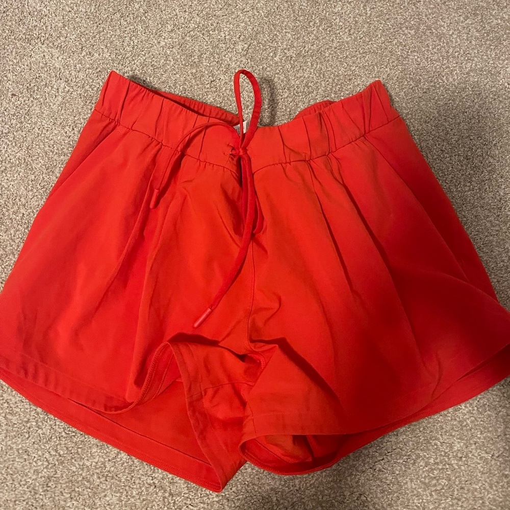 Lululemon carnation red tie shorts
